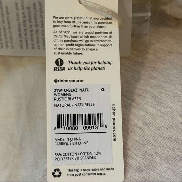 NWT Richard Poorer Women’s Rustic Blazer, Size XL - Picture 15 of 16